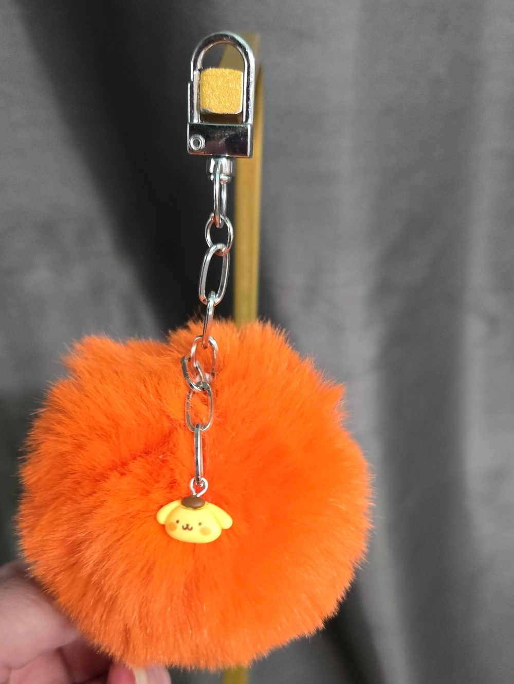 Orange Faux Fur Pom Pom Keychain Bag Charm
